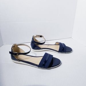 METAPHOR BLUE FLAT SANDAL WITH ANKLE STRAP SIZE 6